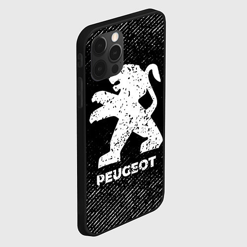 Чехол iPhone 12 Pro Peugeot с потертостями на темном фоне / 3D-Черный – фото 2