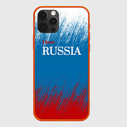 Чехол для iPhone 12 Pro Российский триколор - Я люблю Россию, цвет: 3D-красный