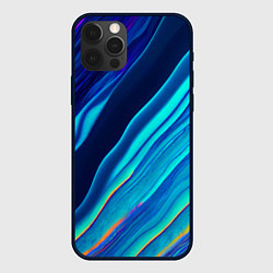 Чехол для iPhone 12 Pro Голографические волны, тёмная абстракция, цвет: 3D-черный