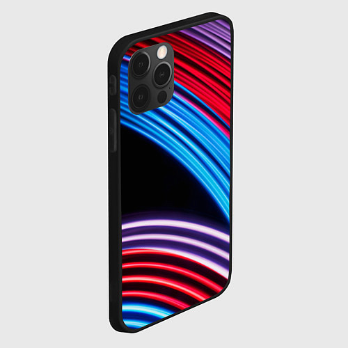 Чехол iPhone 12 Pro Красные и голубые абстрактные линии / 3D-Черный – фото 2