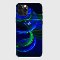Чехол для iPhone 12 Pro Неоновые лучи и шар во тьме, цвет: 3D-черный