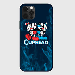 Чехол для iPhone 12 Pro Cuphead синий огонь, цвет: 3D-черный