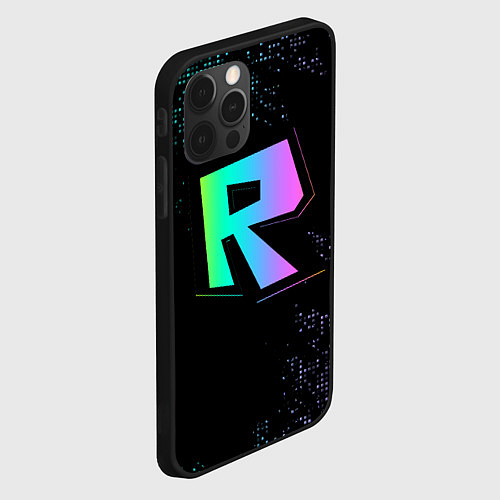 Чехол iPhone 12 Pro Roblox logo neon / 3D-Черный – фото 2