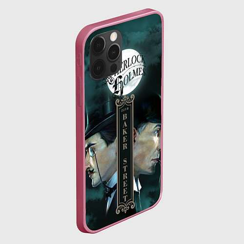 Чехол iPhone 12 Pro Sherlock vs Moriarty / 3D-Малиновый – фото 2