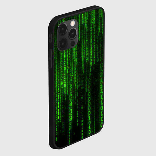 Чехол iPhone 12 Pro Двоичный код зеленый / 3D-Черный – фото 2