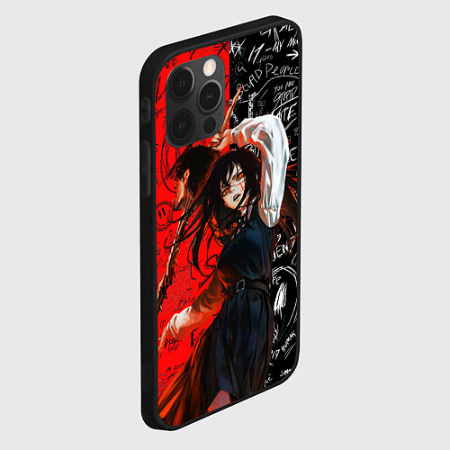Чехол iPhone 12 Pro Митака демон войн - Человек бензопила / 3D-Черный – фото 2
