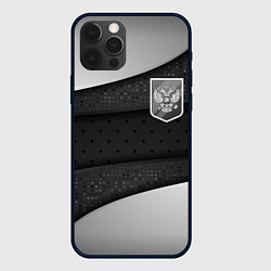 Чехол для iPhone 12 Pro Черно-белый герб России, цвет: 3D-черный