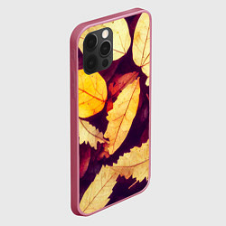 Чехол для iPhone 12 Pro Осенняя листва узор, цвет: 3D-малиновый — фото 2