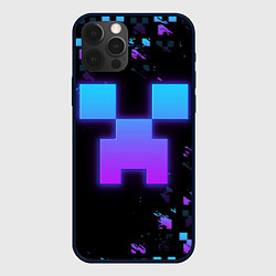 Чехол для iPhone 12 Pro Minecraft градиент, цвет: 3D-черный