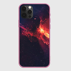 Чехол для iPhone 12 Pro Красивая космическая туманность, цвет: 3D-малиновый