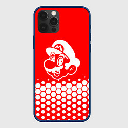 Чехол для iPhone 12 Pro Super Mario - абстракция, цвет: 3D-тёмно-синий
