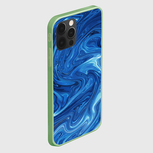 Чехол iPhone 12 Pro Волновые разводы на поверхности воды / 3D-Салатовый – фото 2