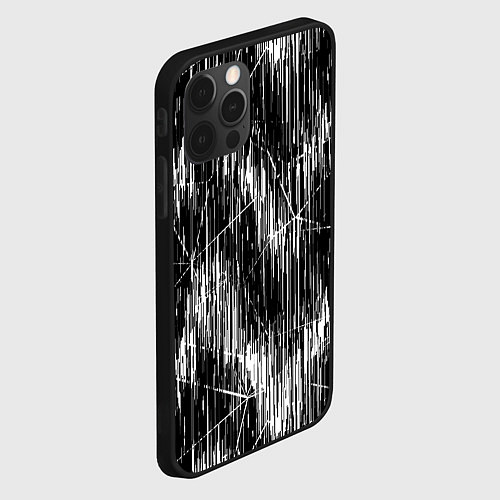 Чехол iPhone 12 Pro Черно-белые штрихи, зигзаг / 3D-Черный – фото 2