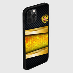 Чехол для iPhone 12 Pro Black & gold - герб России, цвет: 3D-черный — фото 2
