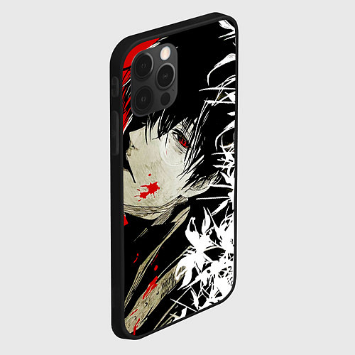 Чехол iPhone 12 Pro Канеки Кен и цветы - Токийский гуль / 3D-Черный – фото 2
