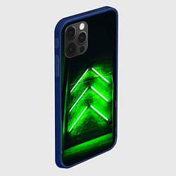 Чехол для iPhone 12 Pro Неоновые зелёные стрелки во тьме, цвет: 3D-тёмно-синий — фото 2