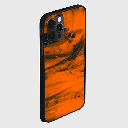 Чехол iPhone 12 Pro Абстрактная оранжевая поверхность и чёрные тени / 3D-Черный – фото 2