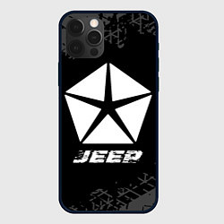 Чехол iPhone 12 Pro Jeep speed на темном фоне со следами шин