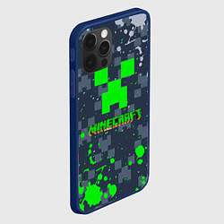 Чехол для iPhone 12 Pro Minecraft - краска, цвет: 3D-тёмно-синий — фото 2