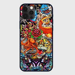 Чехол для iPhone 12 Pro Красочная иллюстрация, цвет: 3D-черный