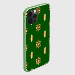 Чехол для iPhone 12 Pro Золото узоры на зеленом фоне, цвет: 3D-салатовый — фото 2