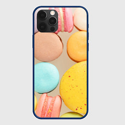 Чехол для iPhone 12 Pro Разноцветные пирожные Макарон, цвет: 3D-тёмно-синий