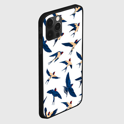 Чехол iPhone 12 Pro Ласточки парят в небе / 3D-Черный – фото 2