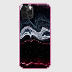Чехол для iPhone 12 Pro Волнообразные следы белого и красного песка, цвет: 3D-малиновый
