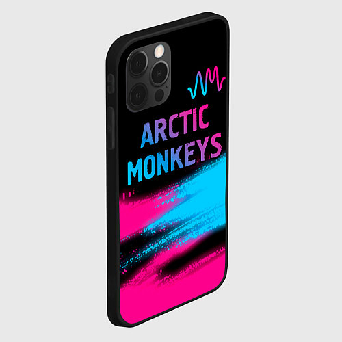 Чехол iPhone 12 Pro Arctic Monkeys - neon gradient: символ сверху / 3D-Черный – фото 2