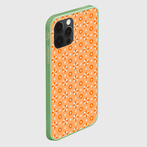 Чехол iPhone 12 Pro Абстракция - оранжевые зонтики / 3D-Салатовый – фото 2