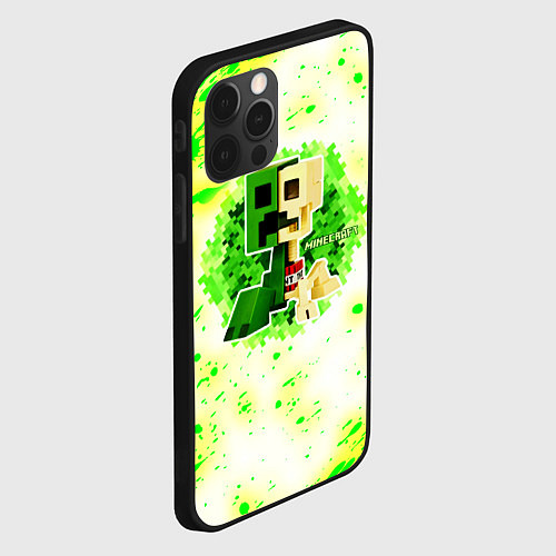 Чехол iPhone 12 Pro Minecraft creeper green / 3D-Черный – фото 2