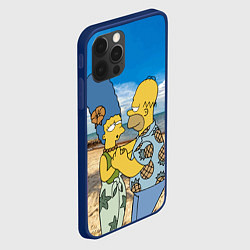 Чехол для iPhone 12 Pro Гомер Симпсон танцует с Мардж на пляже, цвет: 3D-тёмно-синий — фото 2