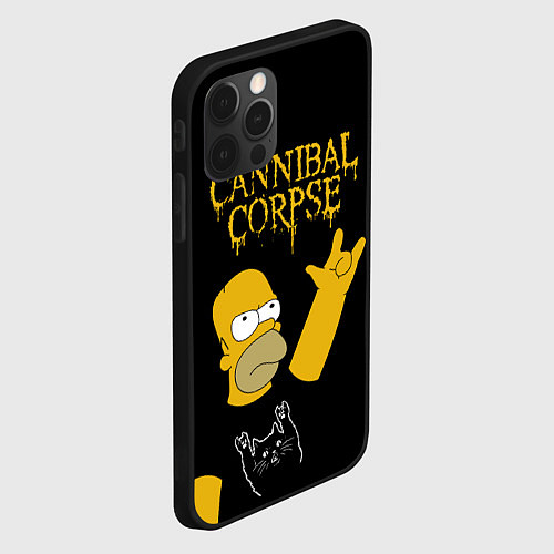 Чехол iPhone 12 Pro Cannibal Corpse Симпсоны Гомер рокер / 3D-Черный – фото 2