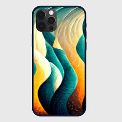 Чехол для iPhone 12 Pro Вертикальные волны, цвет: 3D-черный