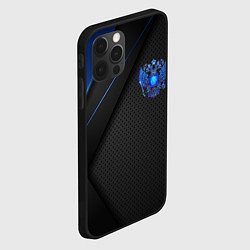 Чехол для iPhone 12 Pro Черно-синий герб России, цвет: 3D-черный — фото 2
