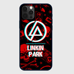 Чехол для iPhone 12 Pro Linkin Park rock glitch, цвет: 3D-черный