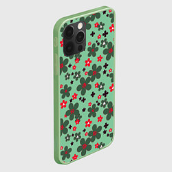 Чехол для iPhone 12 Pro Красно-зеленый цветочный узор ретро, цвет: 3D-салатовый — фото 2