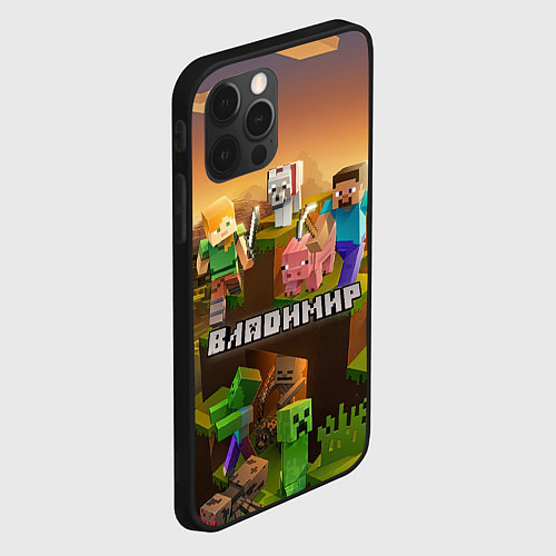 Чехол iPhone 12 Pro Владимир Minecraft / 3D-Черный – фото 2