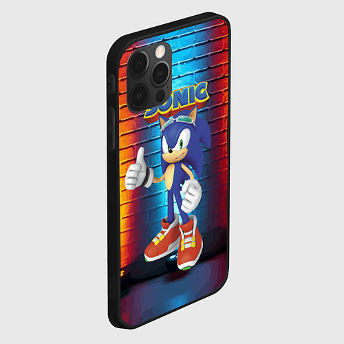 Чехол iPhone 12 Pro Sonic - Hedgehog - Video game - жест / 3D-Черный – фото 2