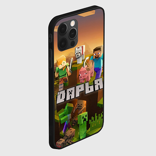 Чехол iPhone 12 Pro Дарья Minecraft / 3D-Черный – фото 2