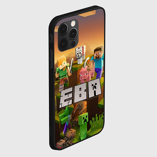 Чехол iPhone 12 Pro Ева Minecraft / 3D-Черный – фото 2