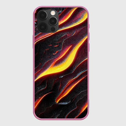 Чехол iPhone 12 Pro Огонь сквозь расколы в плите как магическая лава / 3D-Малиновый – фото 1