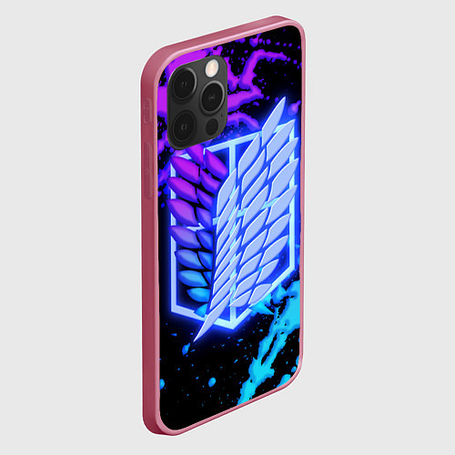 Чехол iPhone 12 Pro Attack on Titan neon / 3D-Малиновый – фото 2