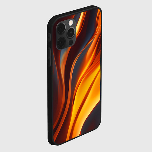 Чехол iPhone 12 Pro Плавные огненные узоры / 3D-Черный – фото 2