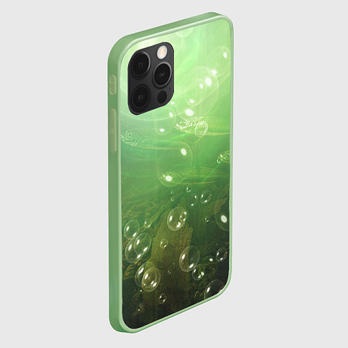 Чехол iPhone 12 Pro Морские глубины с рыбой / 3D-Салатовый – фото 2