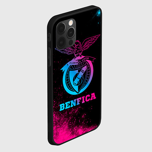 Чехол iPhone 12 Pro Benfica - neon gradient / 3D-Черный – фото 2