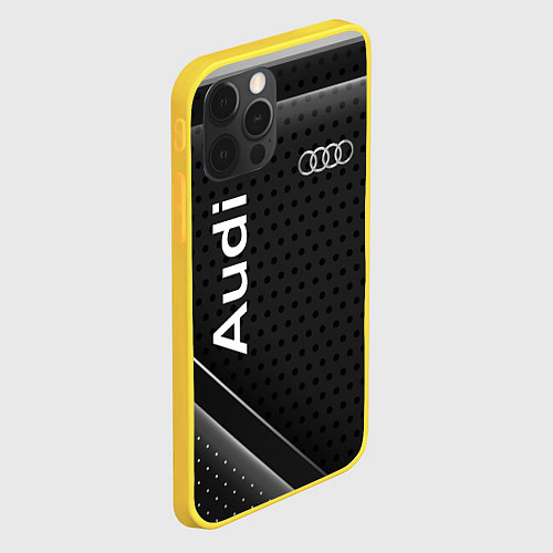 Чехол iPhone 12 Pro Audi карбон / 3D-Желтый – фото 2