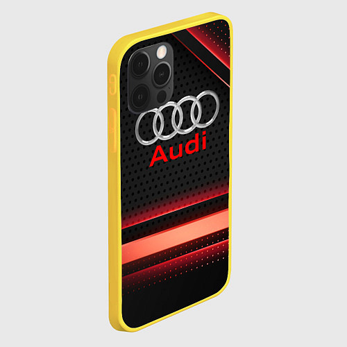 Чехол iPhone 12 Pro Audi абстракция карбон / 3D-Желтый – фото 2