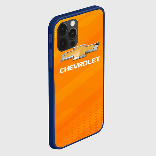 Чехол iPhone 12 Pro Chevrolet абстракция / 3D-Тёмно-синий – фото 2