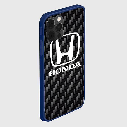 Чехол iPhone 12 Pro Honda абстракция карбон / 3D-Тёмно-синий – фото 2